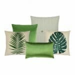 5 cushion set in lush green and white colours