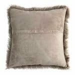Back view of light tawny brown fur cushion in 45cm x 45cm size